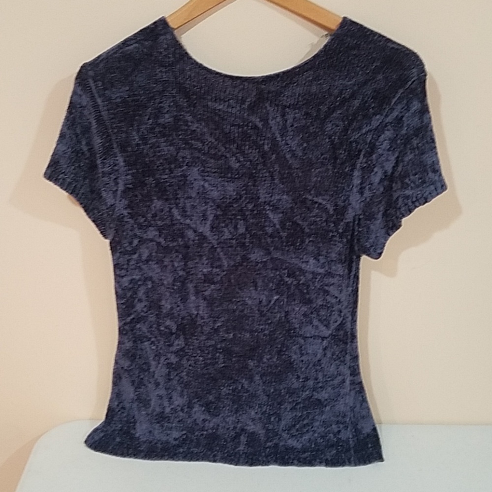 Vintage Chinille T Shirt Sweater Blue L Runs Small